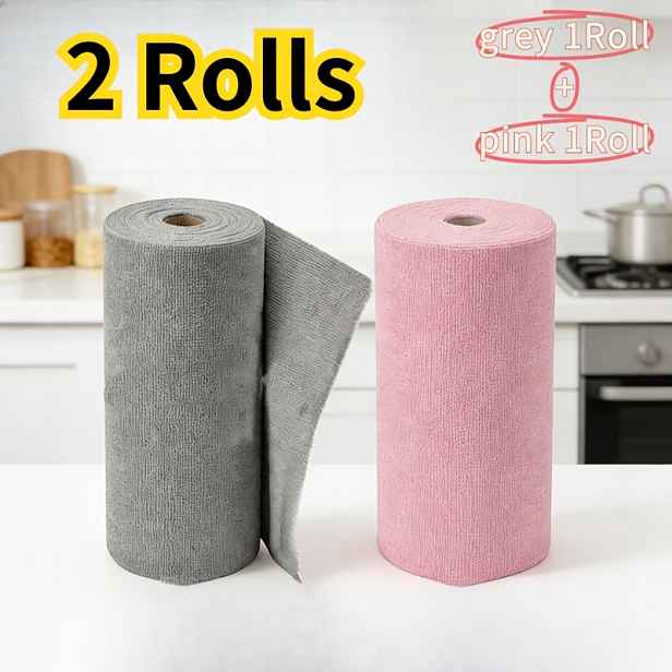 TEMU Sada 2 rolí (šedá + růžová) úklidová utěrka do kuchyně, opakovaně použitelná trhací utěrka, multifunkční náhrada, nezbytná domácí alternativa k
