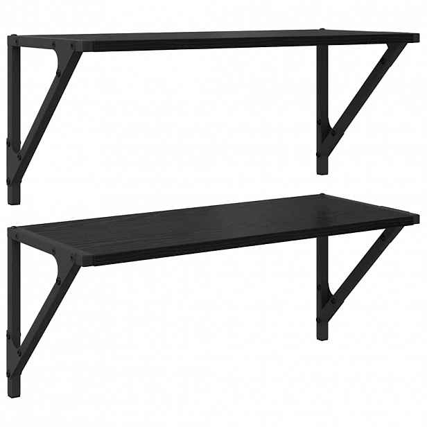 vidaXL Nástěnné poličky 2 ks Černý dub 60 x 25 x 25,5 cm