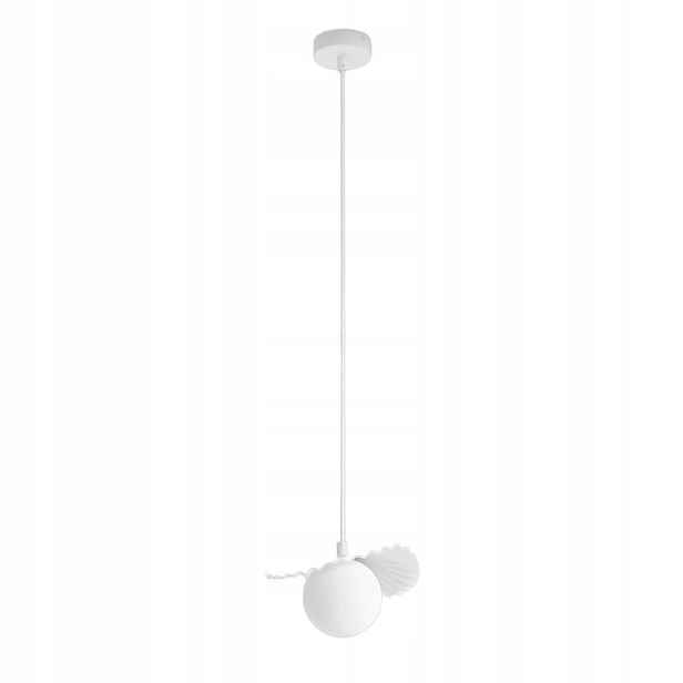 Závěsná lampa bílá skleněná vroubkovaná koule G9 8W Flora Emibig