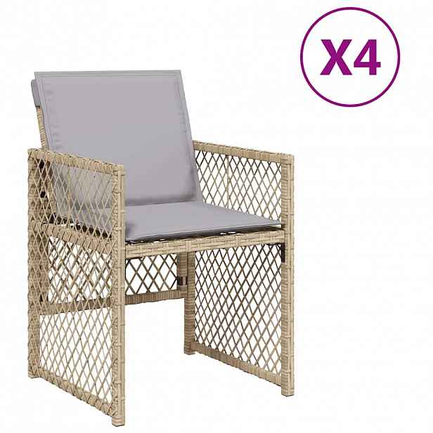 vidaXL Zahradní křesla s poduškami 4 ks smíšená béžová polyratan