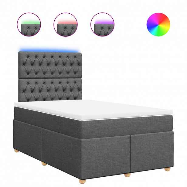 vidaXL Box spring postel s matrací tmavě šedá 120x190 cm textil