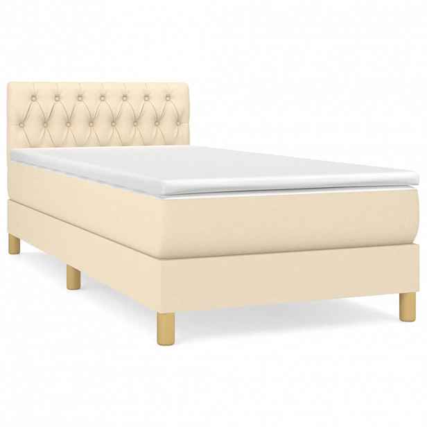 vidaXL Box spring postel s matrací krémová 90x190 cm textil