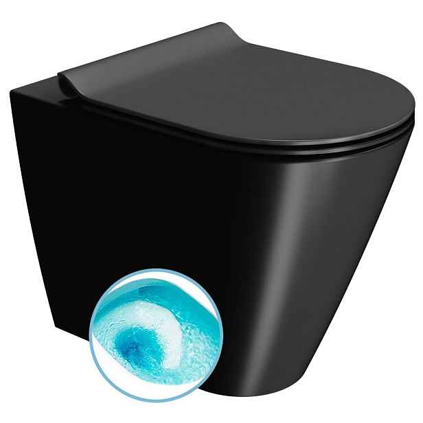 GSI KUBE X WC mísa stojící, Swirlflush, 36x55cm, spodní/zadní odpad, černá dual-mat