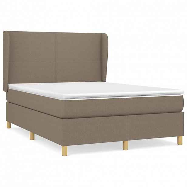 vidaXL Box spring postel s matrací taupe 140x190 cm textil