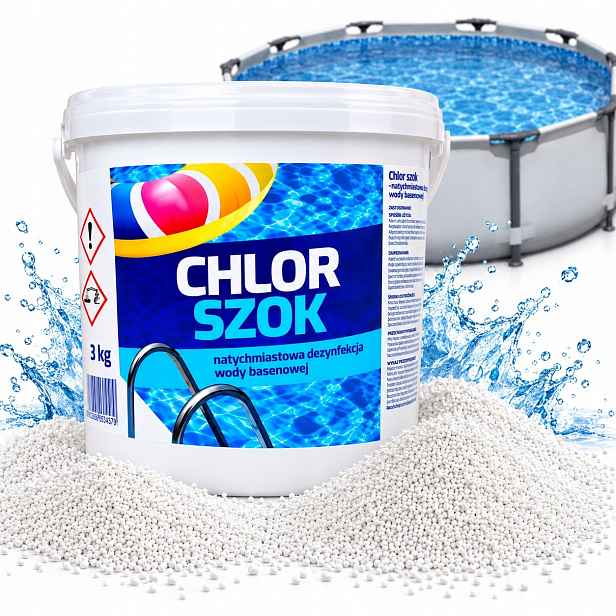 Dezinfekce Vody Chlor Šok 3 Kg Granule Do Bazénu Intex Bazénová Chemie