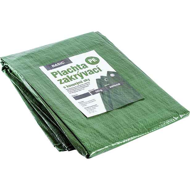 Plachta zakrývací BASIC 50 g/m2 zelená/stříbrná 4×5 m