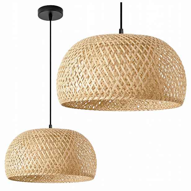 Pletená bambusová stropní lampa Boho E27 Přírodní proutěná