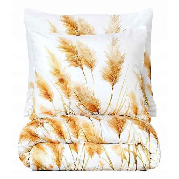 Povlečení bílé béžové Boho saténová zlatá 160x200 bavlněná Produkt Pl
