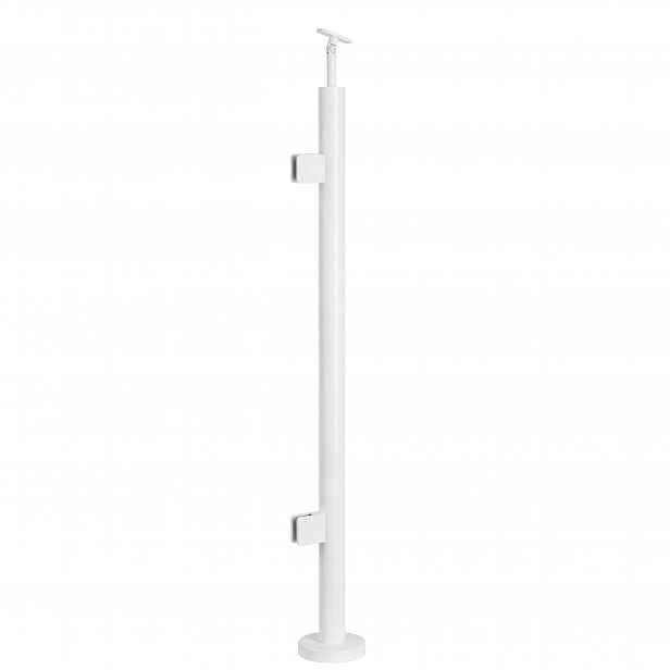 Startovací sloupek pro skleněné zábradlí 100 cm Bílý fi 42 mm Loft
