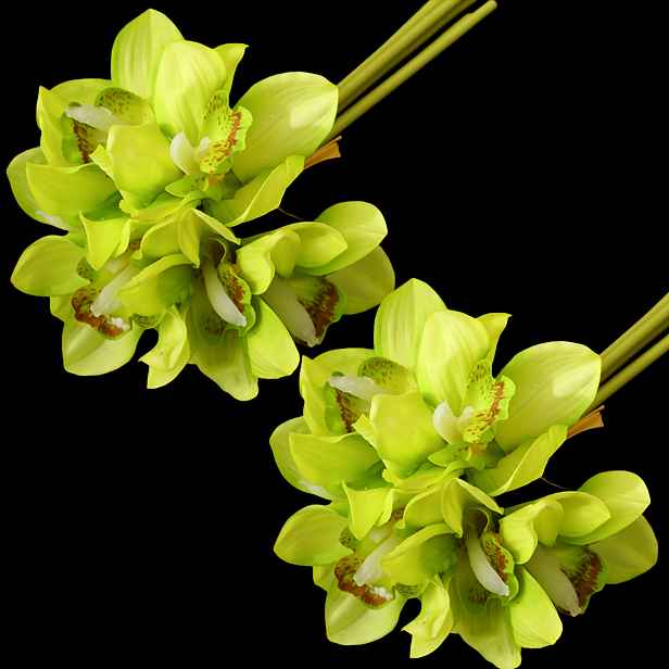 TEMU 12 ks, Umělá kytice orchidejí Cymbidium se 6 stonky, Umělý svazek květin, Dekorace do vázy, Dekorace do ložnice, kuchyně a obývacího pokoje,