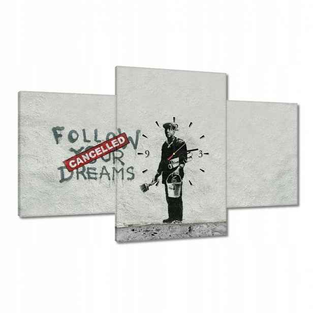 Hodiny 100x60 Banksy Follow Your Dreams