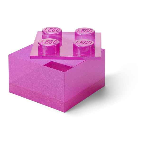 Růžový plastový dětský úložný box 25x25x18 cm – LEGO®