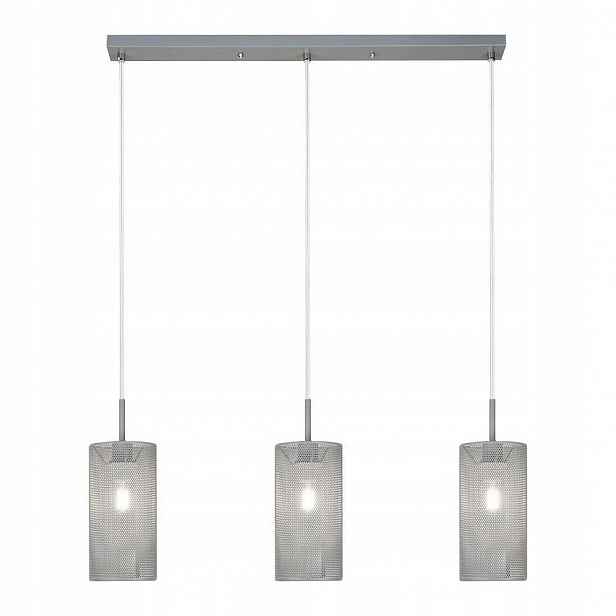 Šedá závěsná lampa s prolamovaným vzorem, trubice, 3 světelné body