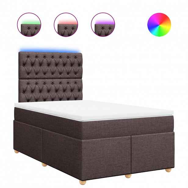 vidaXL Box spring postel s matrací tmavě hnědá 120x190 cm textil