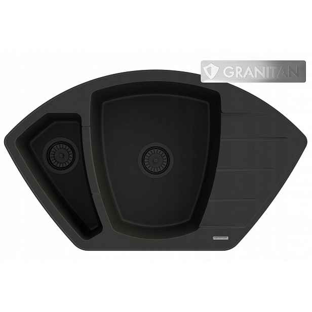 Černý Granitový Rohový Sifon Compact