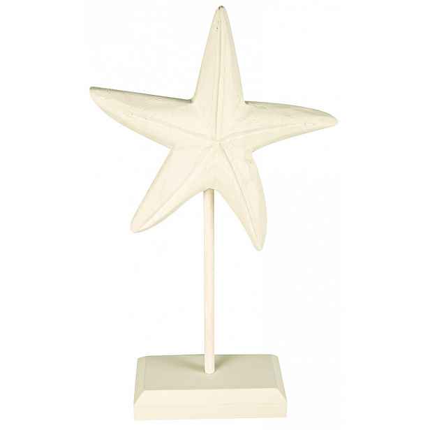 Dekorační hvězda dřevěná, bílá, výška: 26 cm