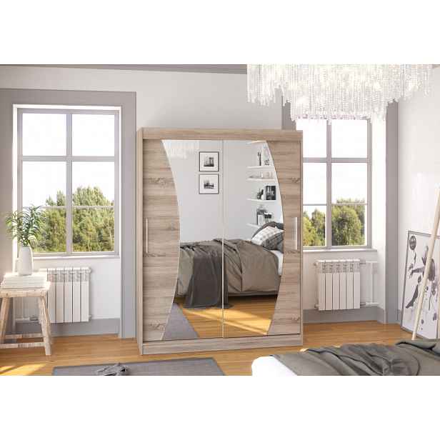 Šatní skříň se zrcadlem 150 cm LABRIS - dub lanýž