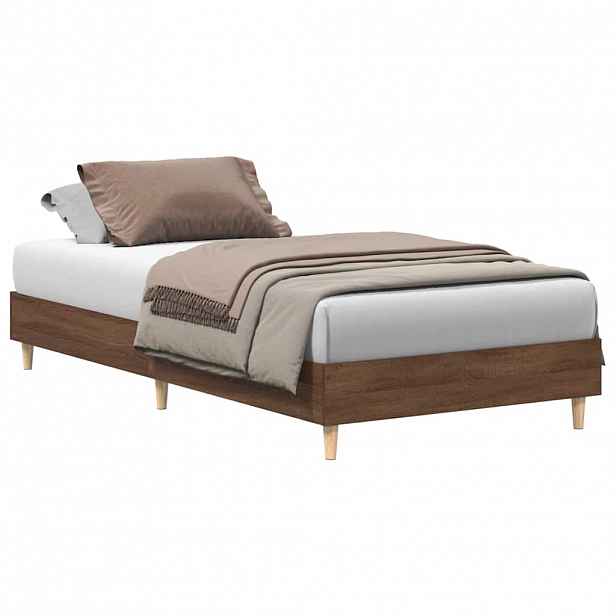 vidaXL Rám postele bez matrace Hnědý dub 100x200 cm Dřevěné konstrukce