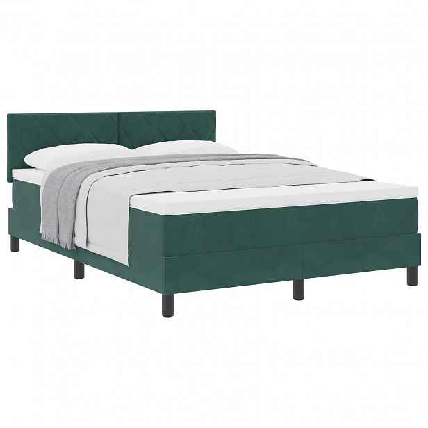vidaXL Postel s boxspringem s čelo Tmavě zelená 160 x 200 cm samet