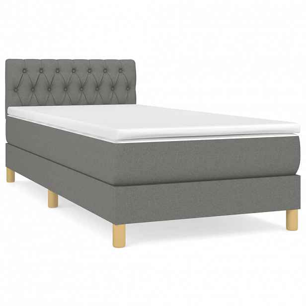 vidaXL Box spring postel s matrací tmavě šedá 90x200 cm textil