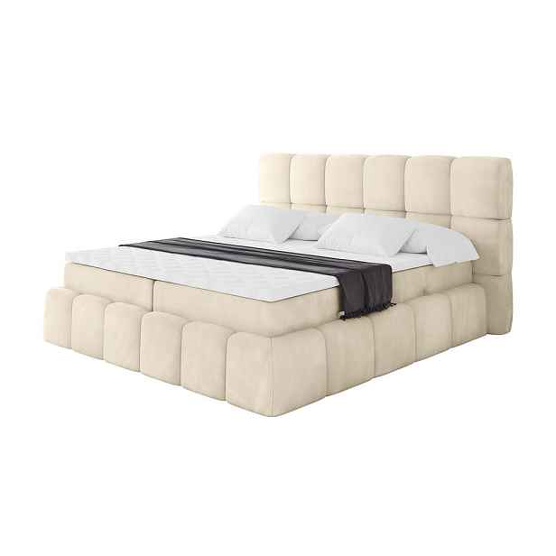 ALTDECOR KONTINENTÁLNÍ POSTEL s matrací H3 - AURI - 200x200 cm Béžová