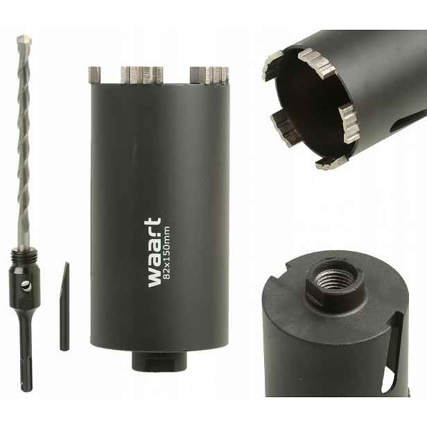 Korunkový Vrták Děrovka Do Betonu Diamantová Turbo 82 mm Dlouhá Pro Krabice Adaptér Sds