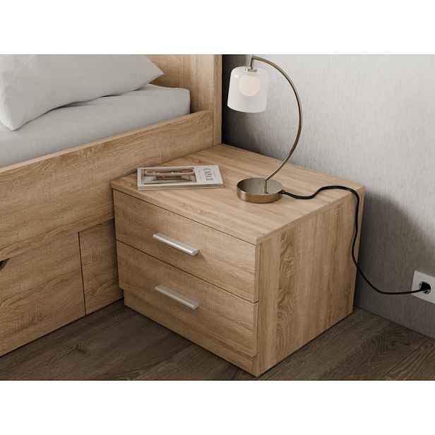 Noční stolek se 2 zásuvkami Iwetta, dub sonoma