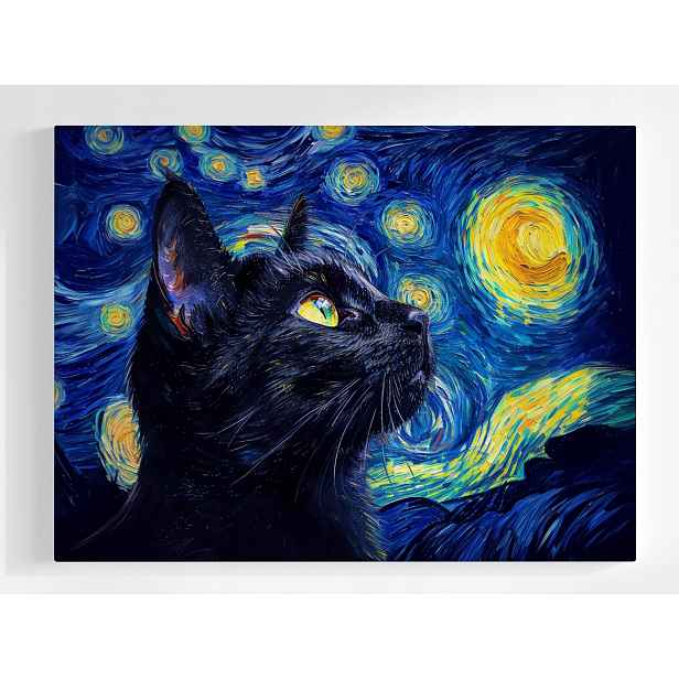 Plakát Olej Van Gogh Hvězdná Noc Černá Kočka 100x75