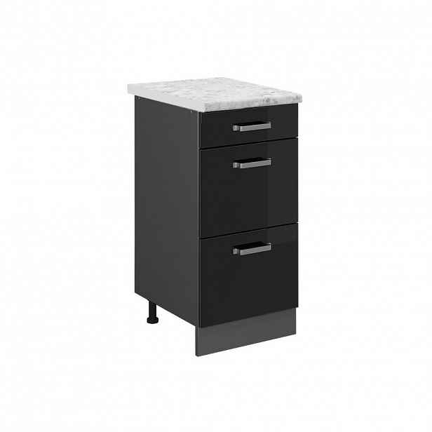 Vicco SPODNÍ SKŘÍŇKA KUCHYŇSKÉ LINKY R-Line Černý vysoký lesk 40 cm PD Mramor