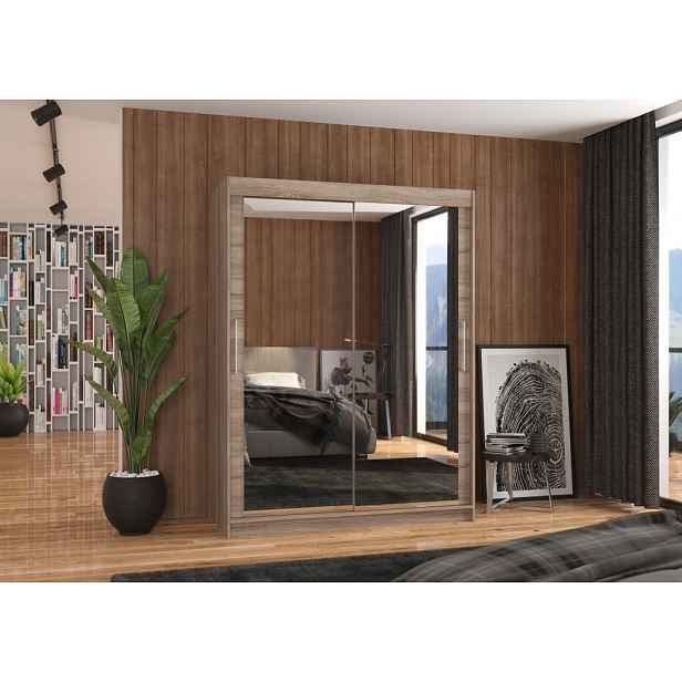 Zrcadlová skříň s posuvnými dveřmi 150 cm TABRIS - dub lanýž
