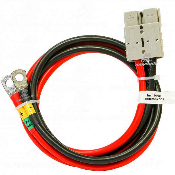 100cm sada kabel Lgy 16mm očko M8 Anderson 50A invertorových baterií