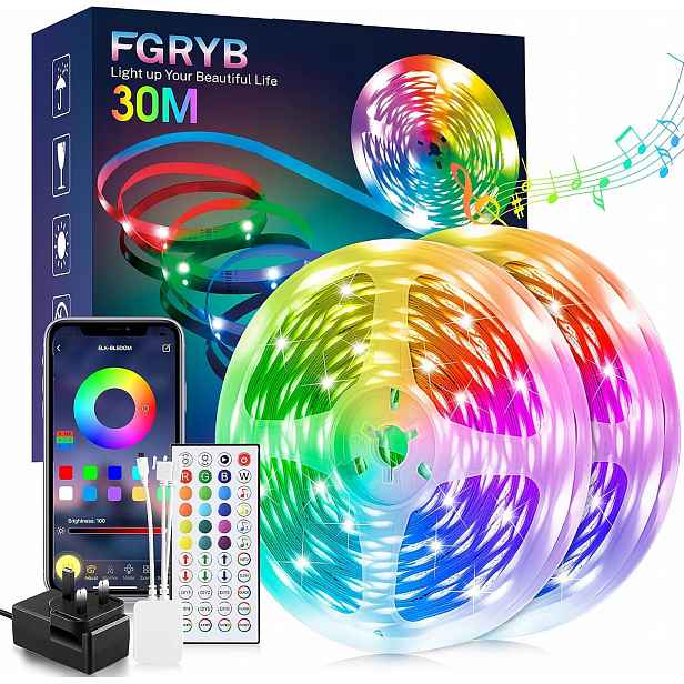Led pásek 30 m Rgb osvětlení měnící barvy s synchronizací s hudbou