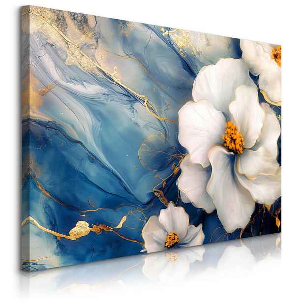 Muralo OBRAZ NA PLÁTNĚ Květiny Mramor Abstrakce Glamour 70cm x 50cm