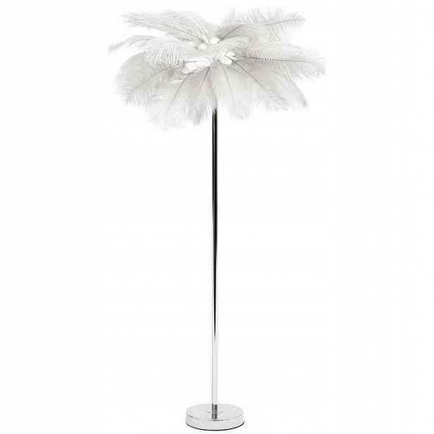 Podlahová Lampa Pera Bílá Stříbrná 160 cm Se Stínítkem Z Pera Kovová Glamour
