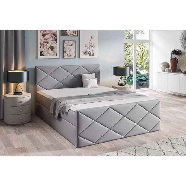 Postel s matrací a roštem HALKA - 140x220, šedá 2 + topper ZDARMA