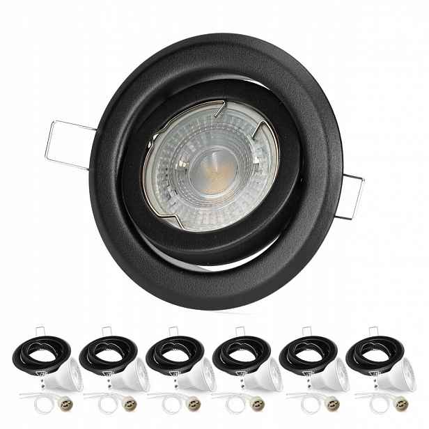 Sada 6 x halogenové svítidlo LUMO1 matná černá Led GU10 5W neutrální Premium