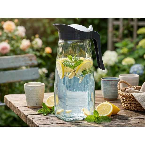 Skleněný džbán Excellent 1,5 l, bílá/šedá