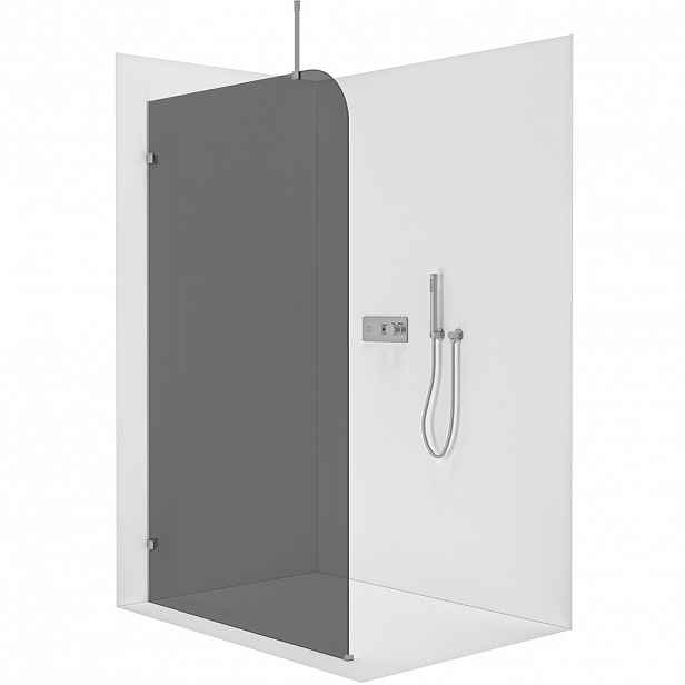 Sprchová zástěna Walk-in Orbis Top Round L/P - 8 mm - kulatá vzpěra - chrom, grafitové sklo - 140x200 cm