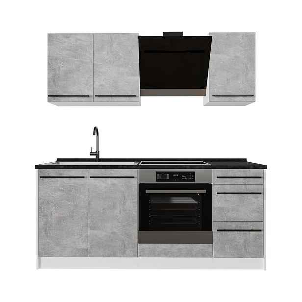 Vicco JEDNOTKOVÁ KUCHYNĚ R-Line, Beton/Bílá, 180 cm, PD Antracit