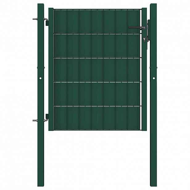 vidaXL Plotová branka PVC a ocel 100 x 100 cm zelená