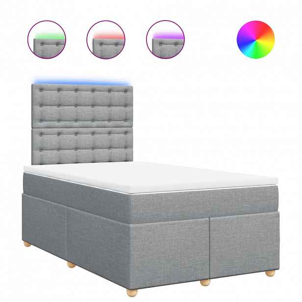 vidaXL Box spring postel s matrací světle šedá 120x190 cm textil