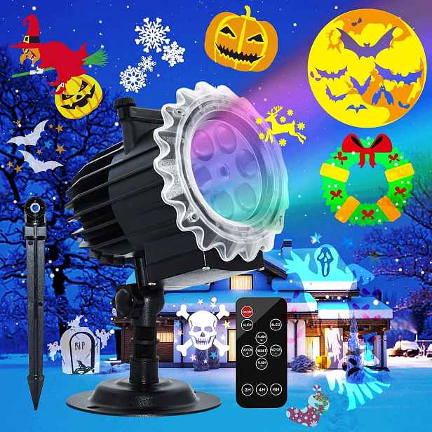 Led projektor Halloween vánoční symboly 16 animací