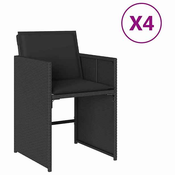 vidaXL Zahradní židle s poduškami 4 ks černé polyratan