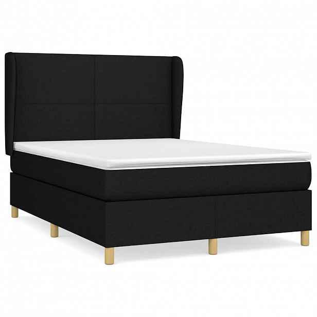 vidaXL Box spring postel s matrací černá 140x200 cm textil