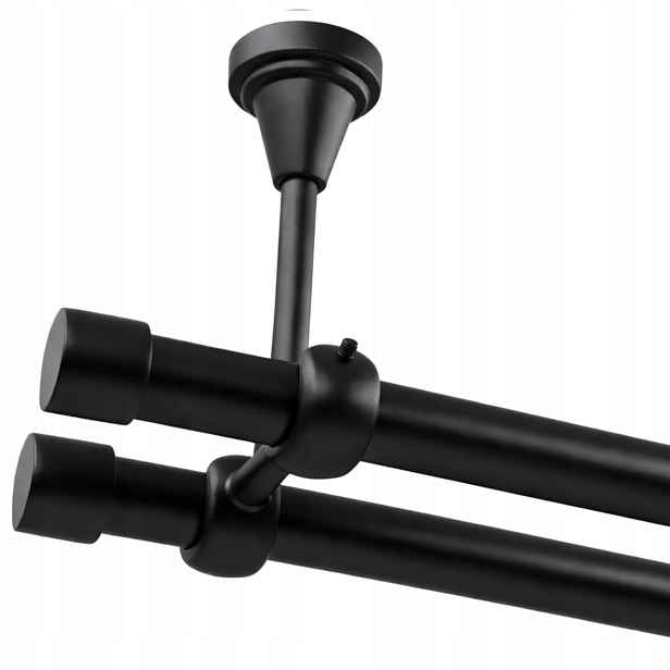Garnýž Dvojitý Kovový Černý Mat Luna Bez Koleček 19 MM 120 CM