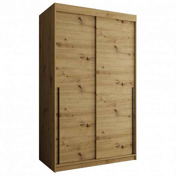 Home Collective ŠATNÍ SKŘÍŇ S POSUVNÝMI DVEŘMI 120 cm šířka, Artisan s černým úchytem