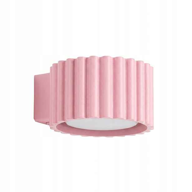 Sollux Lighting Aura nástěnná lampa růžová kulatý GX53 10W rýhovaná