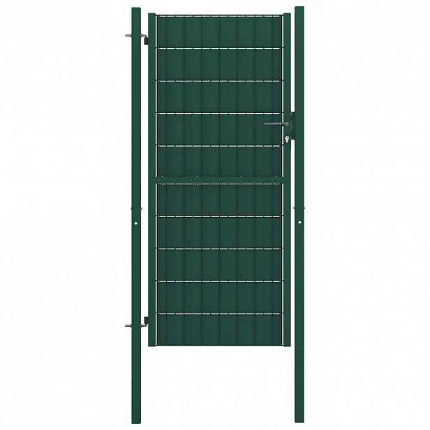 vidaXL Plotová branka PVC a ocel 100 x 124 cm zelená