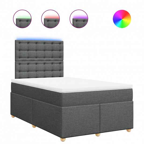 vidaXL Box spring postel s matrací tmavě šedá 120x190 cm textil