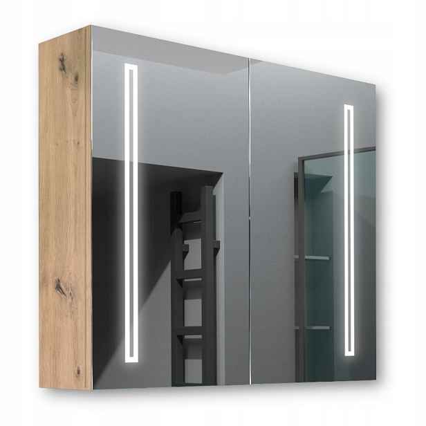 Dřevěná skříňka 80x70 Led zrcadlo Venus Artisan